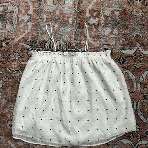 LOFT White Sleeveless Top with Black Polka Dots XS